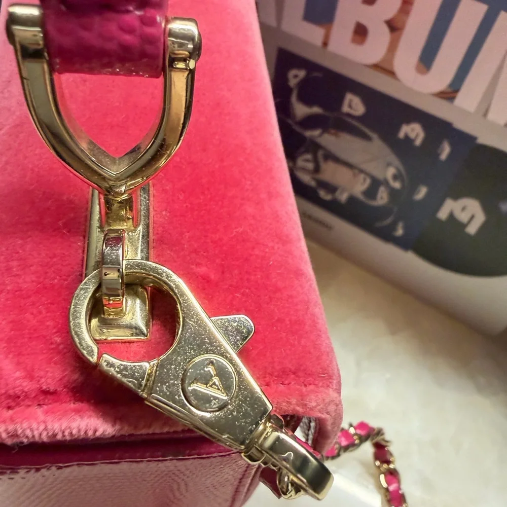 Fuchsia Box Handbag with Chain Strap